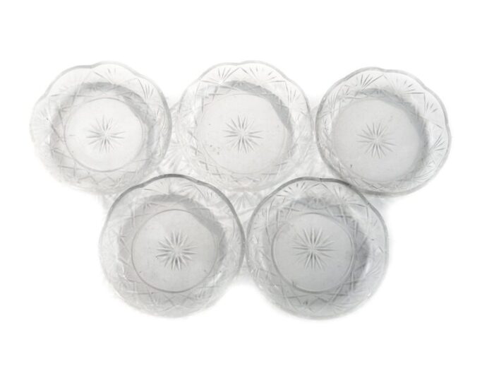 art deco crystal plates from hortensja glassworks poland 1930s set of 5 3