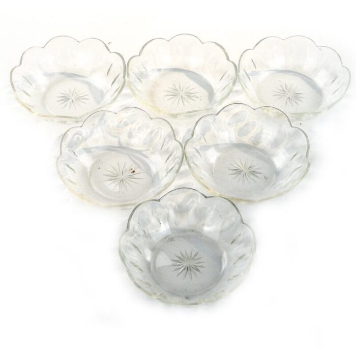 art deco crystal plates from hortensja glassworks poland 1930s set of 6 1