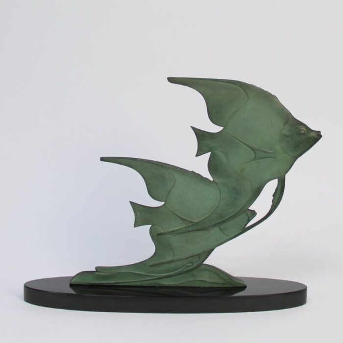 art deco fish sculpture by m font 1920s 4