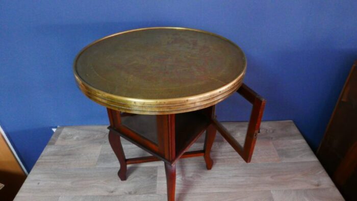 art deco smoking table with brass plate and glass bar showcase 1920s 1549