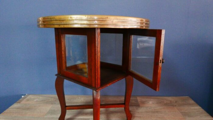 art deco smoking table with brass plate and glass bar showcase 1920s 1947