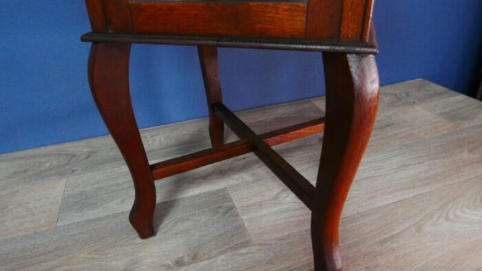 art deco smoking table with brass plate and glass bar showcase 1920s 6367