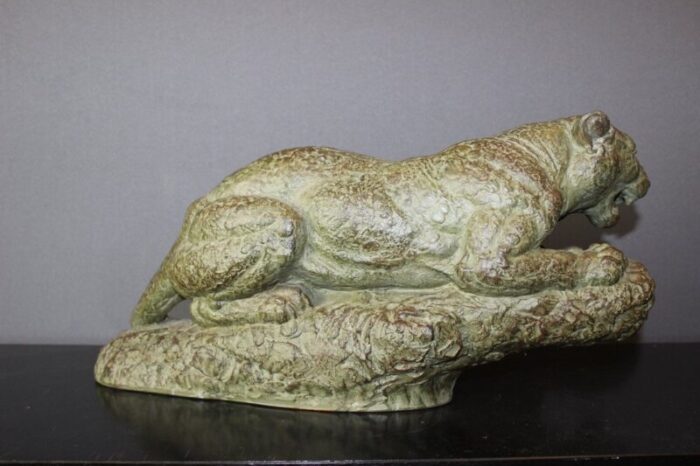 art deco tiger in terracotta by henri bargas 1930s 5