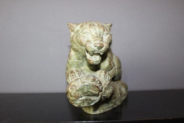 art deco tiger in terracotta by henri bargas 1930s 6