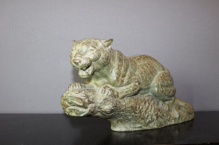 art deco tiger in terracotta by henri bargas 1930s 7