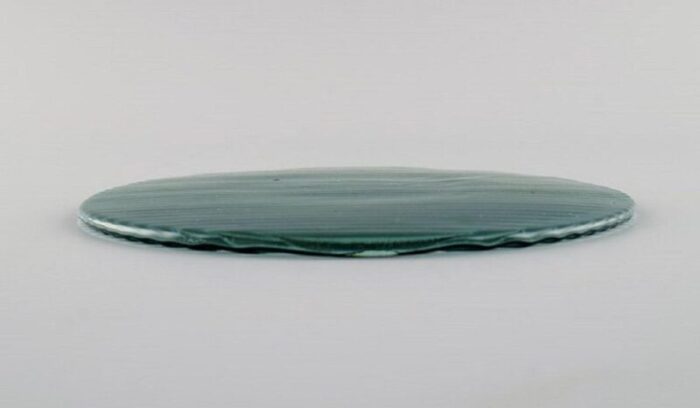 art glass blue green buffet plates by per luetken for holmegaard 1980s set of 12 4