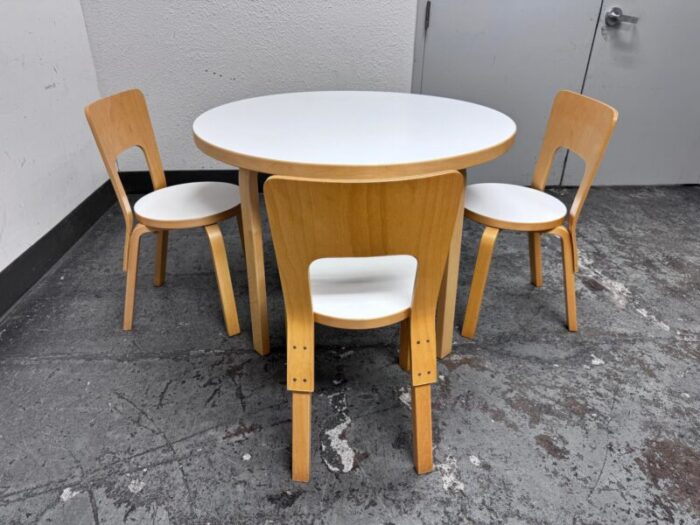 artek aalto table three chairs dining room set 8000