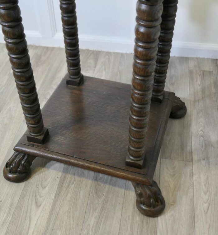 arts and crafts gothic oak side table 1890s 4796