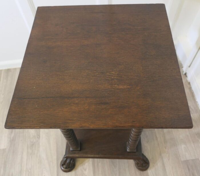 arts and crafts gothic oak side table 1890s 6112