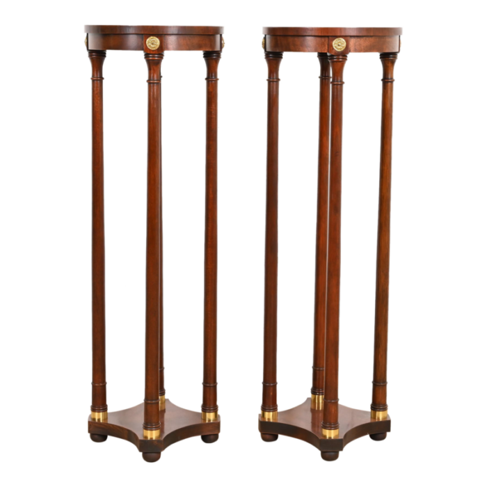 baker furniture regency mahogany and brass pedestal plant stands pair 9991