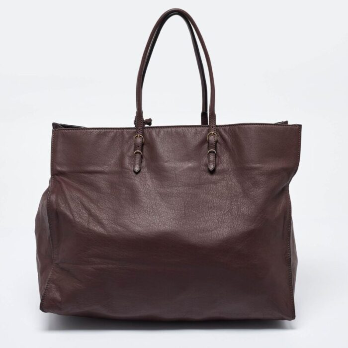 balenciaga burgundy leather papier a4 tote 0057