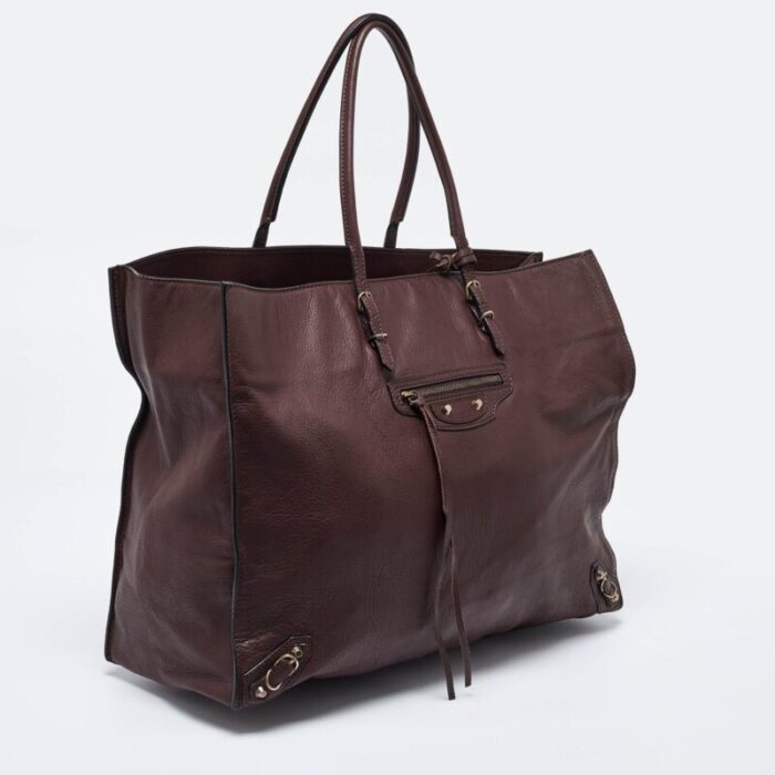 balenciaga burgundy leather papier a4 tote 7514