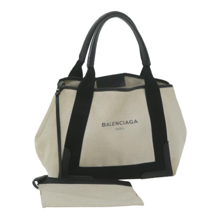 balenciaga tote bag canvas white black 339933 auth bs11907 8234