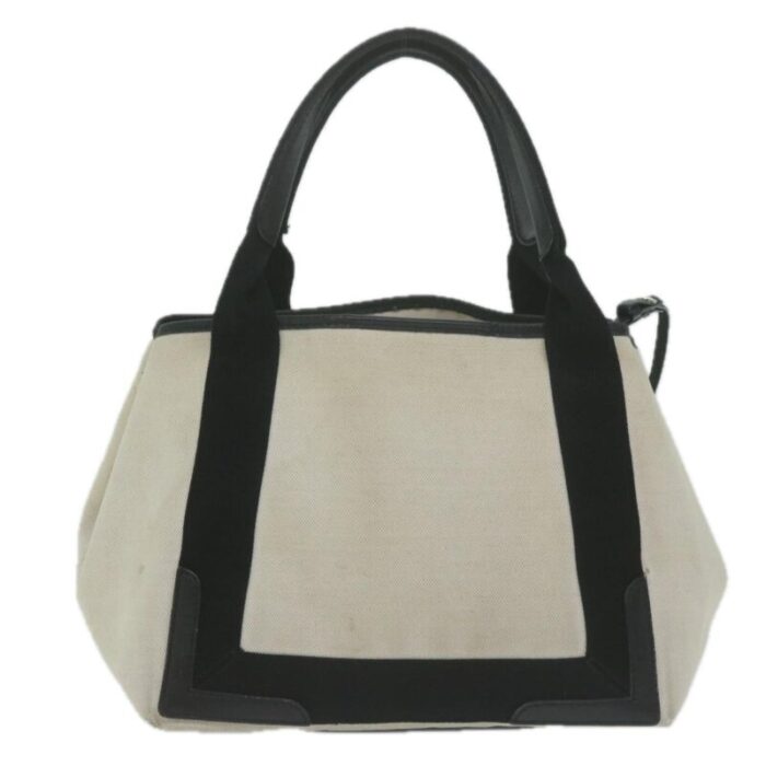 balenciaga tote bag canvas white black 339933 auth bs11907 9720