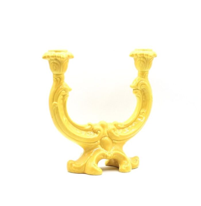 baroque 2 candleholder in glossy yellow 2