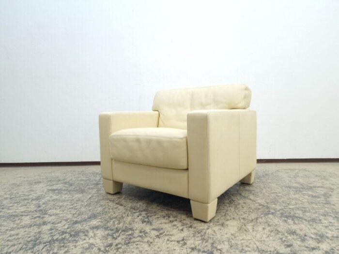 beige leather ds 17 2 seater sofa and chair from de sede set of 2 2344