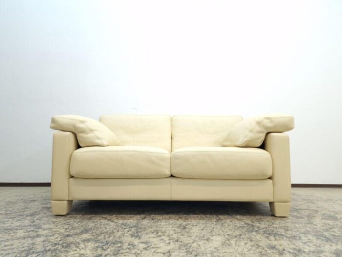 beige leather ds 17 2 seater sofa and chair from de sede set of 2 3815