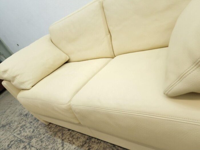 beige leather ds 17 2 seater sofa and chair from de sede set of 2 5009