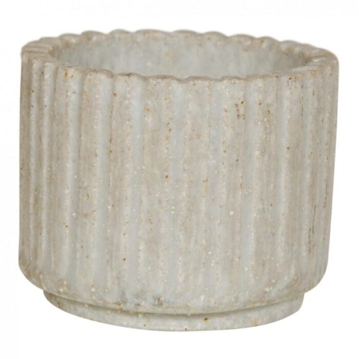 beige vase in stoneware with ribbed design by arne bang 1