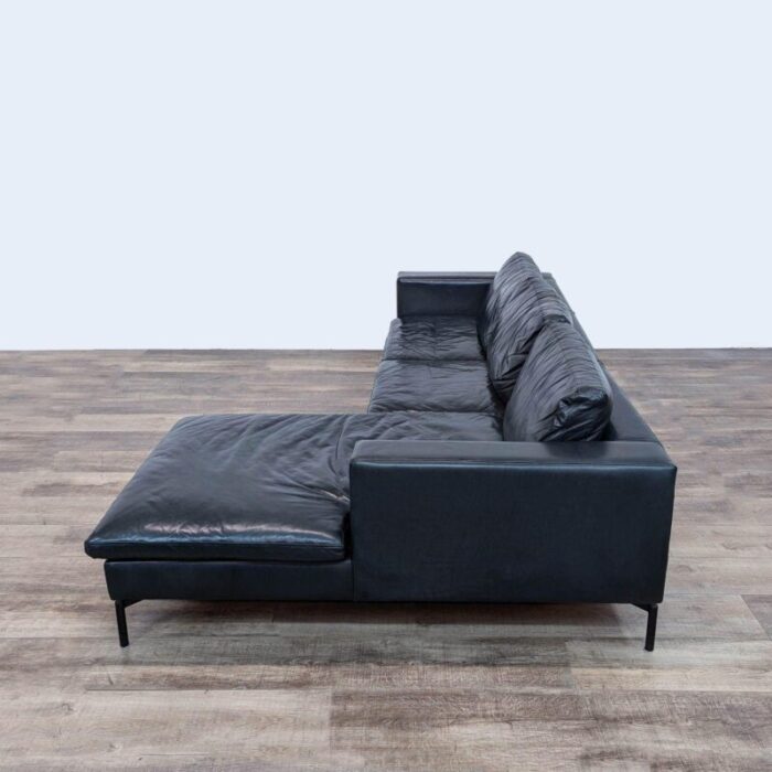 blu dot new standard leather sofa with chaise 6617