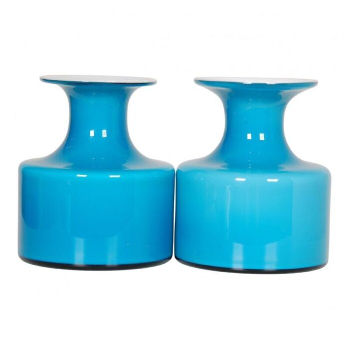 blue and red glass vases from holmegaard set of 3 3