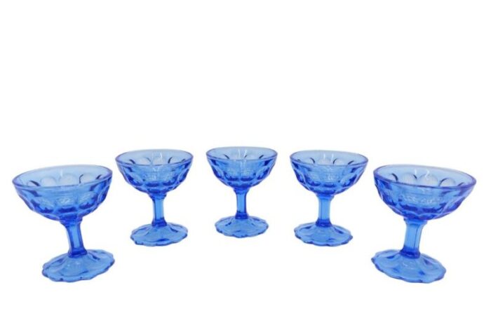 blue cups from zabkowice poland 1970s set of 5 1