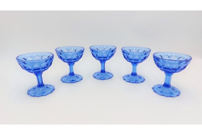 blue cups from zabkowice poland 1970s set of 5 6