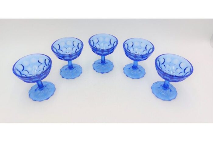 blue cups from zabkowice poland 1970s set of 5 7