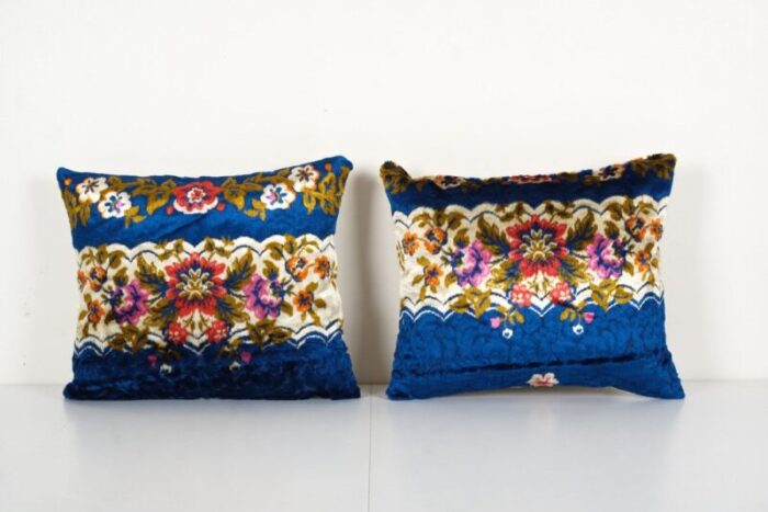 blue velvet cushion covers set of 2 1