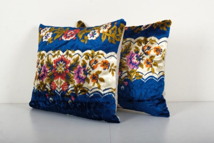 blue velvet cushion covers set of 2 2