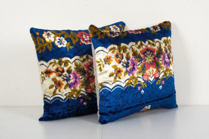 blue velvet cushion covers set of 2 3