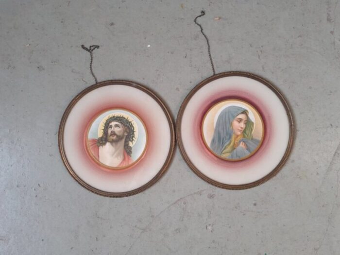 bohemian glass wall hanging 1940s set of 2 1