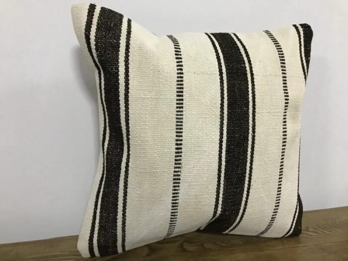 bohemian white and black cushion 1950s 3934