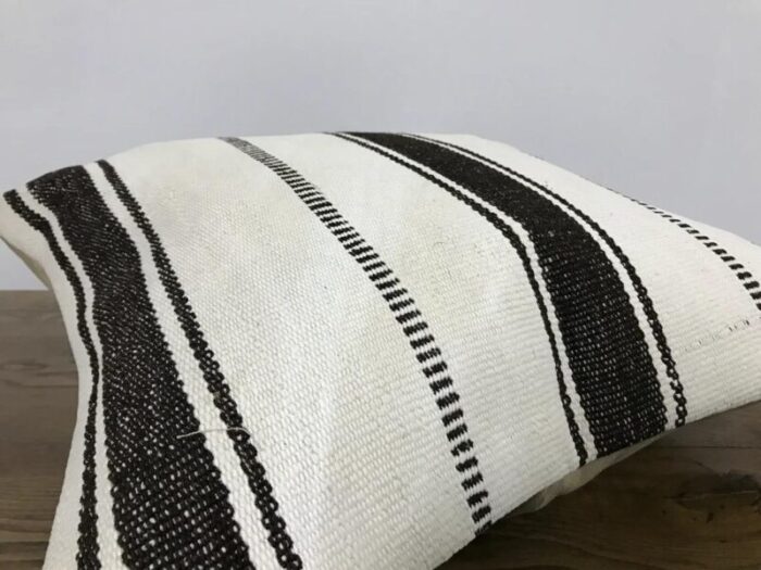 bohemian white and black cushion 1950s 8329