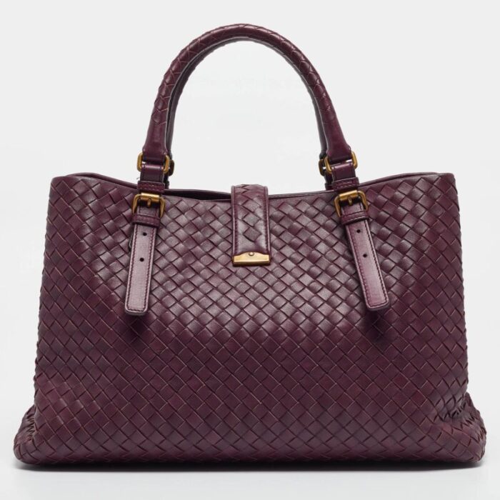 bottega veneta plum intrecciato leather medium roma tote 1680