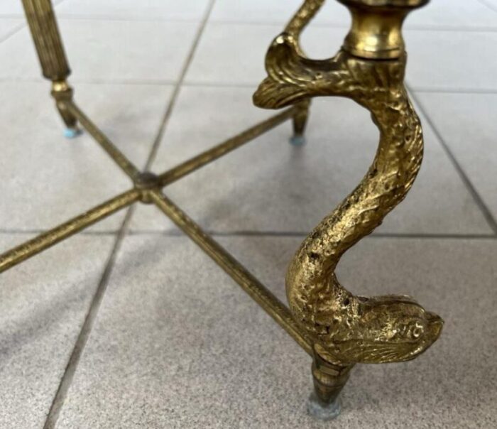 brass and marble top nesting tables with dolphins 2 pcs 5934