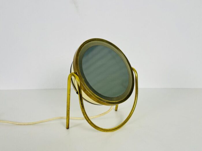 brass and metal table mirror italy 1960s 11