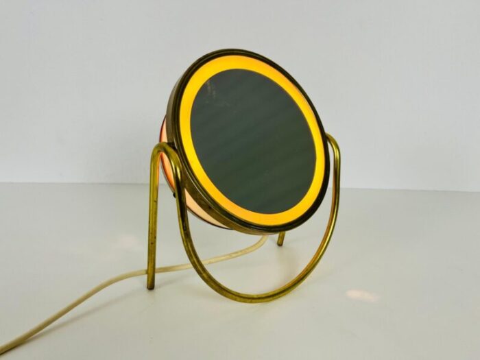 brass and metal table mirror italy 1960s 12