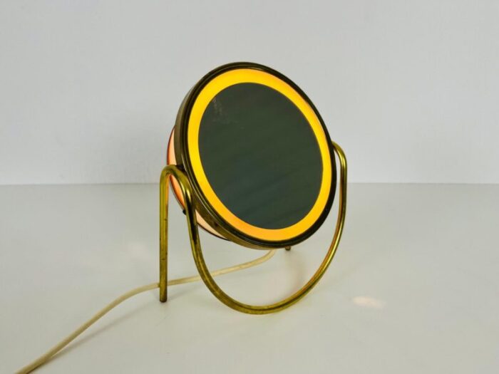 brass and metal table mirror italy 1960s 13