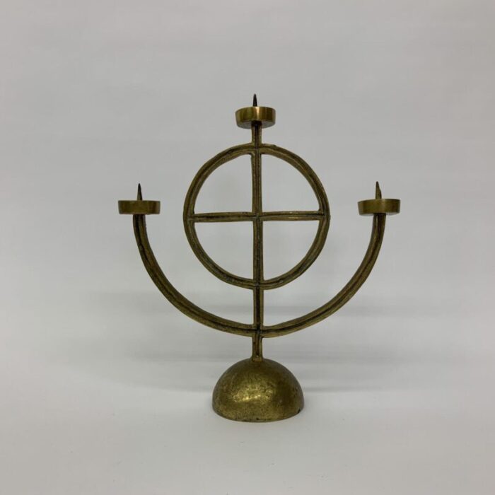 brass brutalist candle stick 1960s 1