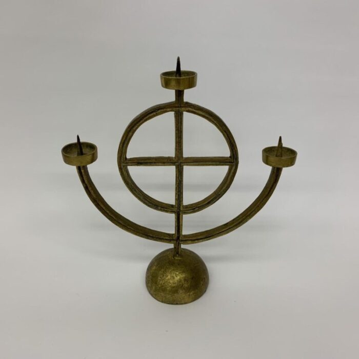 brass brutalist candle stick 1960s 3