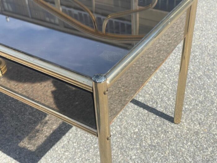 brass plated chrome nightstands with glass mirror effect 1977 set of 2 7900