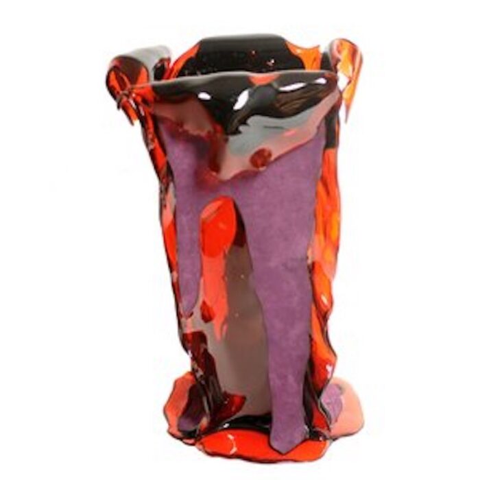 bromelia vase in clear red and purple leather by fernando humberto campana for corsi design factory 2