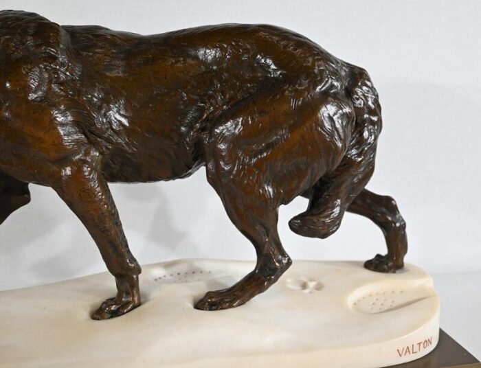 bronze marble wolf walking in the snow from valton 1800s 8