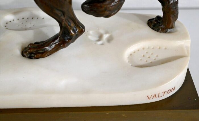 bronze marble wolf walking in the snow from valton 1800s 9