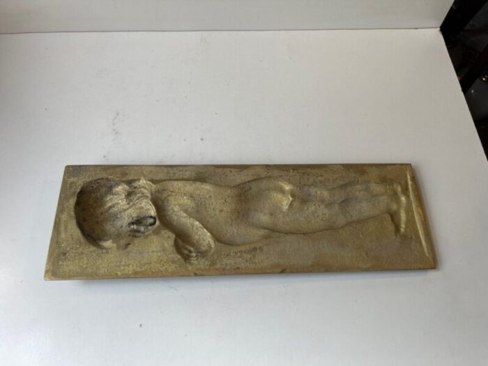 bronze relief wall plaque of infant girl 1930s 7