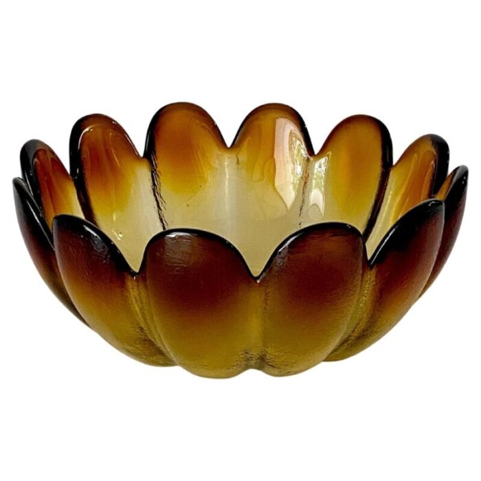 brown glass salad bowl france 1970s 1