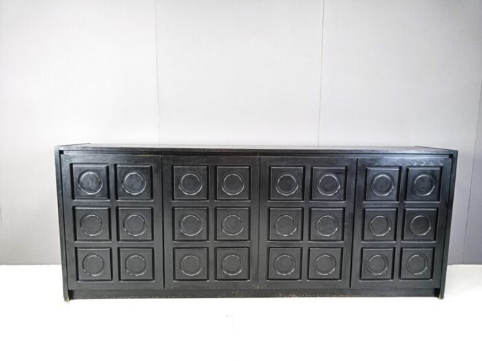 brutalist black credenza 1970s 0859