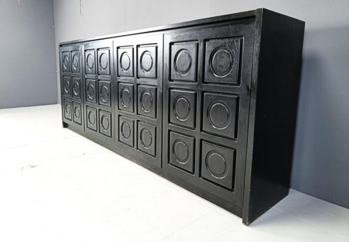 brutalist black credenza 1970s 1530