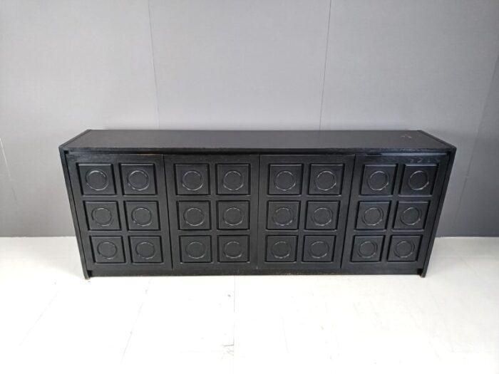 brutalist black credenza 1970s 1942